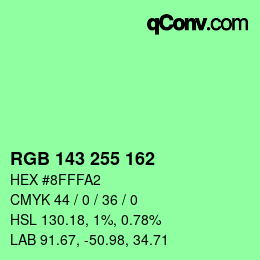 Color code: RGB 143 255 162 | qconv.com