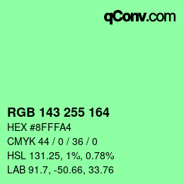颜色代码: RGB 143 255 164 | qconv.com
