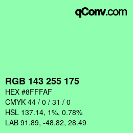 Color code: RGB 143 255 175 | qconv.com
