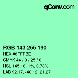 Color code: RGB 143 255 190 | qconv.com