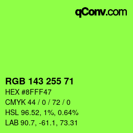 Color code: RGB 143 255 71 | qconv.com