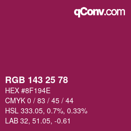 Color code: RGB 143 25 78 | qconv.com
