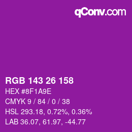 Color code: RGB 143 26 158 | qconv.com