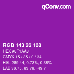 Color code: RGB 143 26 168 | qconv.com