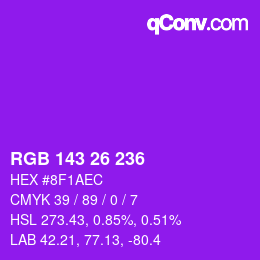Color code: RGB 143 26 236 | qconv.com