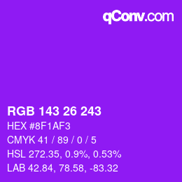 Color code: RGB 143 26 243 | qconv.com