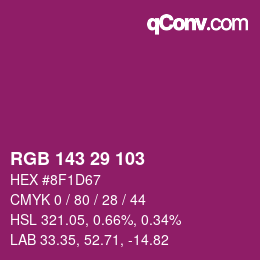 Color code: RGB 143 29 103 | qconv.com