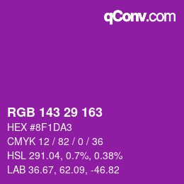 Color code: RGB 143 29 163 | qconv.com