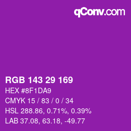 Color code: RGB 143 29 169 | qconv.com