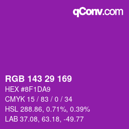 カラーコード: RGB 143 29 169 | qconv.com