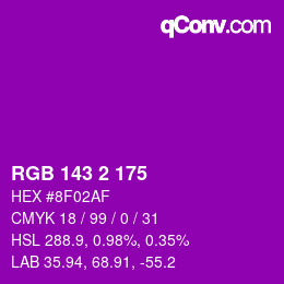 Color code: RGB 143 2 175 | qconv.com