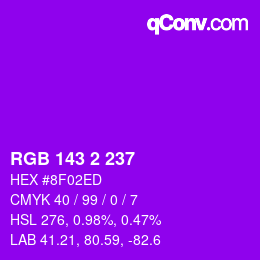 Color code: RGB 143 2 237 | qconv.com