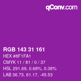 カラーコード: RGB 143 31 161 | qconv.com