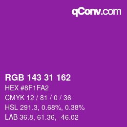 Color code: RGB 143 31 162 | qconv.com