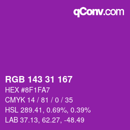 Color code: RGB 143 31 167 | qconv.com