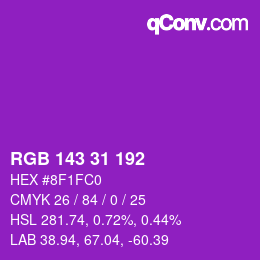 カラーコード: RGB 143 31 192 | qconv.com