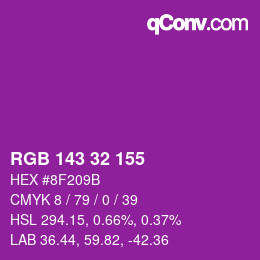 Color code: RGB 143 32 155 | qconv.com