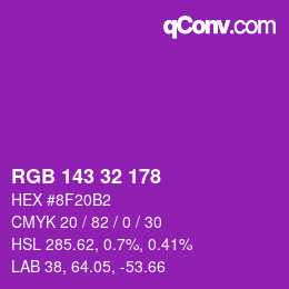 Color code: RGB 143 32 178 | qconv.com