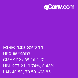 カラーコード: RGB 143 32 211 | qconv.com