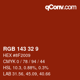 Color code: RGB 143 32 9 | qconv.com