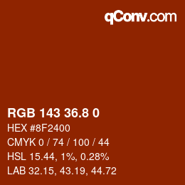 Color code: RGB 143 36.8 0 | qconv.com