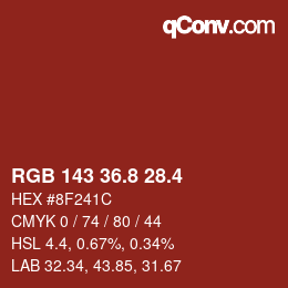 カラーコード: RGB 143 36.8 28.4 | qconv.com