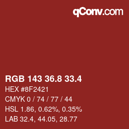 カラーコード: RGB 143 36.8 33.4 | qconv.com