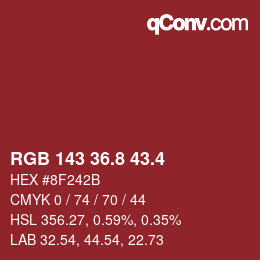 カラーコード: RGB 143 36.8 43.4 | qconv.com