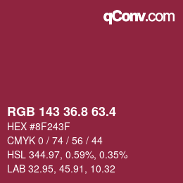 カラーコード: RGB 143 36.8 63.4 | qconv.com