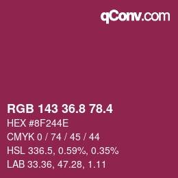 カラーコード: RGB 143 36.8 78.4 | qconv.com