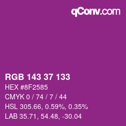 Color code: RGB 143 37 133 | qconv.com