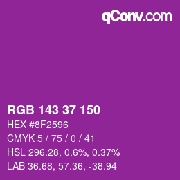 カラーコード: RGB 143 37 150 | qconv.com