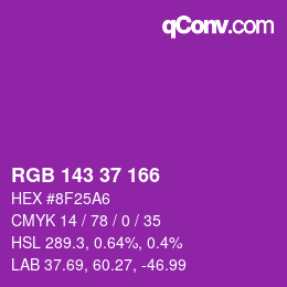 カラーコード: RGB 143 37 166 | qconv.com
