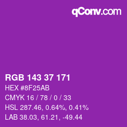 カラーコード: RGB 143 37 171 | qconv.com