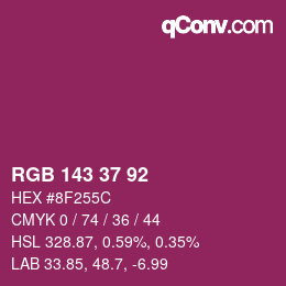 カラーコード: RGB 143 37 92 | qconv.com