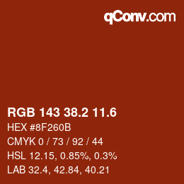 カラーコード: RGB 143 38.2 11.6 | qconv.com