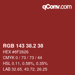 Color code: RGB 143 38.2 38 | qconv.com