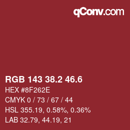 カラーコード: RGB 143 38.2 46.6 | qconv.com