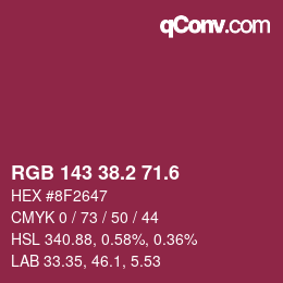 カラーコード: RGB 143 38.2 71.6 | qconv.com
