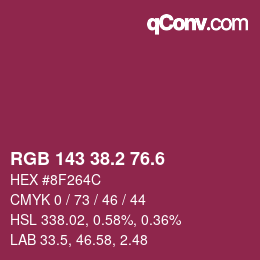 カラーコード: RGB 143 38.2 76.6 | qconv.com