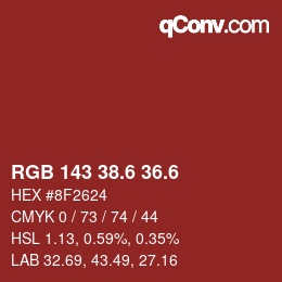 カラーコード: RGB 143 38.6 36.6 | qconv.com
