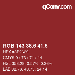 カラーコード: RGB 143 38.6 41.6 | qconv.com