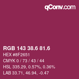 カラーコード: RGB 143 38.6 81.6 | qconv.com