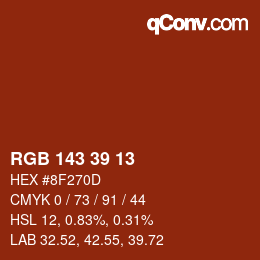 Color code: RGB 143 39 13 | qconv.com