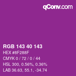 カラーコード: RGB 143 40 143 | qconv.com