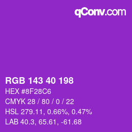 カラーコード: RGB 143 40 198 | qconv.com