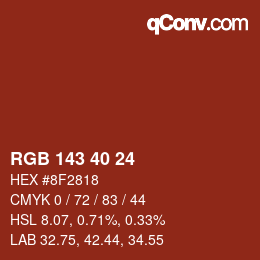 Color code: RGB 143 40 24 | qconv.com