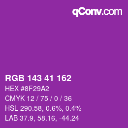 Color code: RGB 143 41 162 | qconv.com