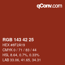 カラーコード: RGB 143 42 25 | qconv.com
