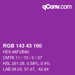 Color code: RGB 143 43 160 | qconv.com